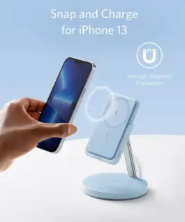 Alternative view of Anker PowerWave MagGo 2-in-1 5000 mAh Blue