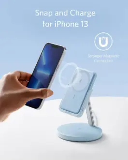 Alternative view of Anker PowerWave MagGo 2-in-1 5000 mAh Blue