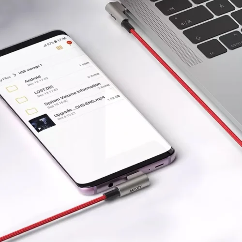 AUKEY AUKEY CB-CMD37 червен OEM USB C – USB C Nylon Cab