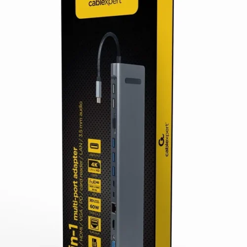 Gembird USB-C Hub HDMI GbE 5xUS B 2.0 3.1 3xUSB-C 1xPD