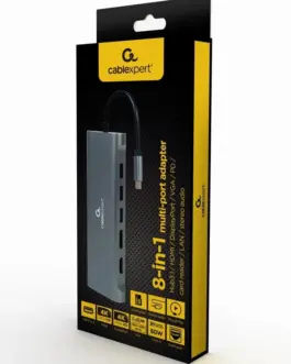 Alternative view of Gembird USB-C Hub HDMI DP GbE 4 xUSB 3.1 USB-C PD aud c