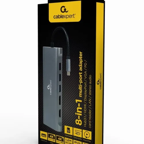 Gembird USB-C Hub HDMI DP GbE 4 xUSB 3.1 USB-C PD aud c