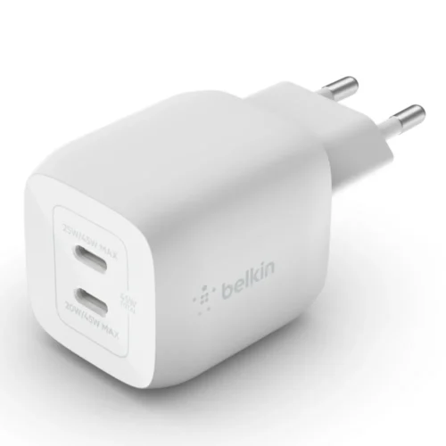 Belkin Dual USB-C GaN мрежово зарядно with PPS 45W