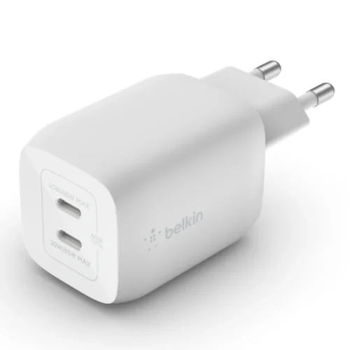 Belkin 65W DUAL USB-C GAN WALL PPS бял