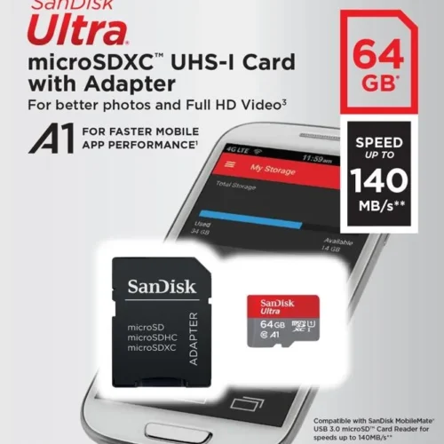 SanDisk Ultra microSDXC card 64GB 140MB/s A1 + адаптер SD