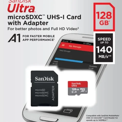 SanDisk Ultra microSDXC card 128GB 140MB/s A1 + адаптер SD