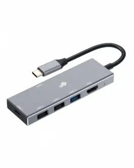 TB адаптер HUB USB C 7in1 - HDMI USBx3 PD SD/TF