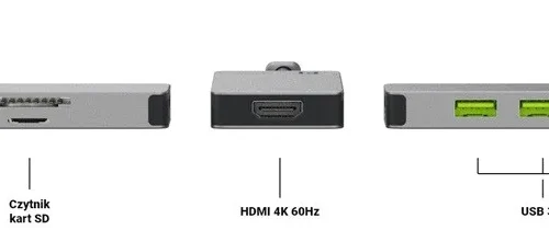 Green Cell Hub адаптер USB-C Connect 3xUSB 3.1 HDMI 4K 60Hz USB-C PD 85W
