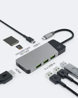 Green Cell Hub адаптер USB-C Connect 3xUSB 3.1 HDMI 4K 60Hz USB-C PD 85W