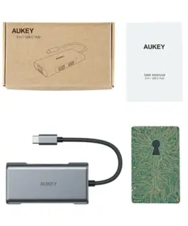 Alternative view of AUKEY Hub USB-C CB-C75 Aluminium | 6w1 | RJ45 Ethernet 10/100/1000Mbps | 3xUSB 3.1 | HDMI 4k@30Hz | USB-C Power Delivery 100W