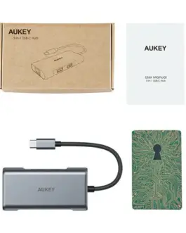 Alternative view of AUKEY Hub USB-C CB-C75 Aluminium | 6w1 | RJ45 Ethernet 10/100/1000Mbps | 3xUSB 3.1 | HDMI 4k@30Hz | USB-C Power Delivery 100W