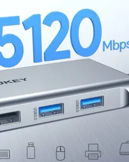 Alternative view of AUKEY Hub USB-C CB-C89 Aluminium | 10w1 | RJ45 Ethernet 10/100/1000Mbps | 4xUSB | HDMI 4k@30Hz | SD i microSD | USB-C Power Delivery 100W