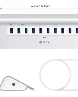 Alternative view of AUKEY Hub 10xUSB CB-H6S aluminium | 10w1 | 7xUSB 3.1 | 2xUSB AiPower | 1xUSB Quick Charge 3.0