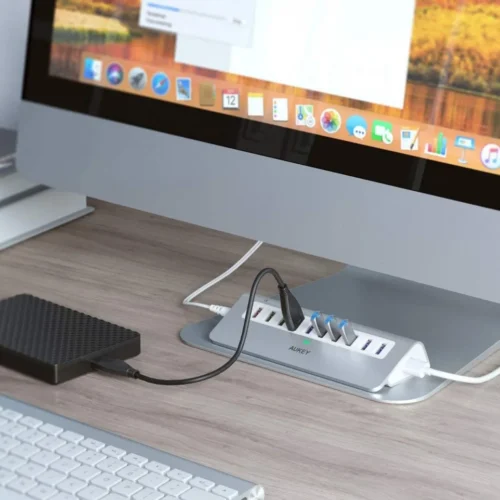 AUKEY Hub 10xUSB CB-H6S aluminium | 10w1 | 7xUSB 3.1 | 2xUSB AiPower | 1xUSB Quick Charge