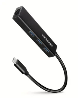 AXAGON Network card HMC-GL3A 3x USB-A + GLAN USB 3.2 Gen 1 hub metal 20cm USB-C кабел