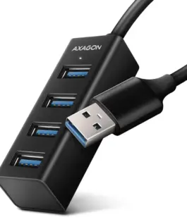 AXAGON MINI hub HUE-M1A 4x USB3.2 Gen 1 metal 20cm USB-A кабел