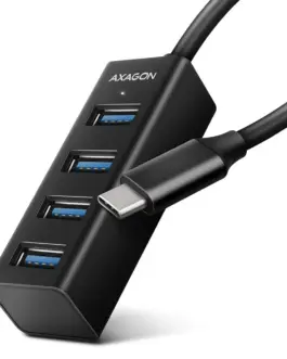 AXAGON MINI hub HUE-M1C 4x USB3.2 Gen 1 metal 20cm USB-C кабел