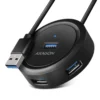 AXAGON Hub HUE-P1A 4x USB3.2 Gen 1 ROUND micro USB power IN 30cm USB-A кабел
