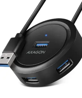 AXAGON Hub HUE-P1A 4x USB3.2 Gen 1 ROUND micro USB power IN 30cm USB-A кабел