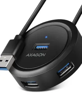 AXAGON Hub HUE-P1A 4x USB3.2 Gen 1 ROUND micro USB power IN 30cm USB-A кабел
