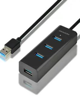 AXAGON Charging Hub HUE-S2BL 4x USB 3.2 Gen 1 1.2m кабел MicroUSB Charging