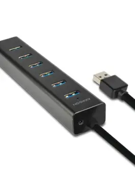 Alternative view of AXAGON Charging Hub HUE-SA7BP 7x USB 3.2 Gen 1 ALU Incl. AC адаптер, черен