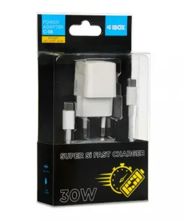 iBOX зарядно ILUC65 GaN 65W USB-C бял