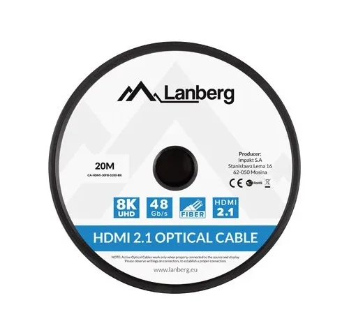 Lanberg кабел HDMI M/M v2.1 20M 8K черен optical AOC