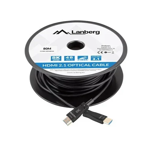 Lanberg кабел HDMI M/M v2.1 80M 8K черен optical AOC