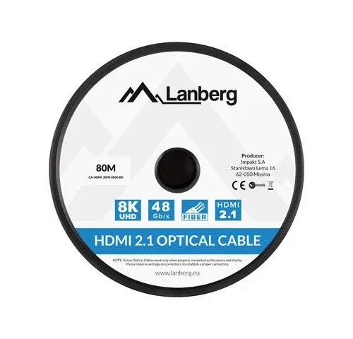 Lanberg кабел HDMI M/M v2.1 80M 8K черен optical AOC