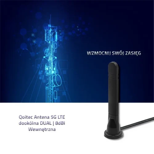 Alternative view of Qoltec 5G LTE omnidirectional DUAL, 8 dBi, indoor
