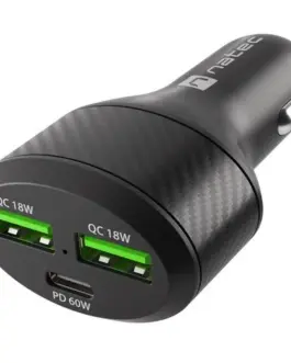 Natec зарядно за кола 2x USB 1x USB-C QC 3.0