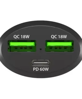 Natec зарядно за кола 2x USB 1x USB-C QC 3.0