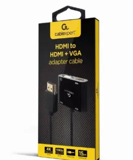 Gembird HDMI male to HDMI female + VGA female адаптер with audio and extra power