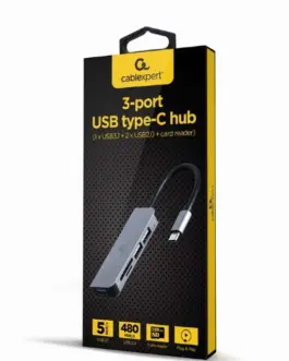 Alternative view of Gembird Hub 3-ports USB-C, USB 2.0x2, USB 3.0, card reader