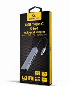 Alternative view of Gembird адаптер USB-C 5in1, PD, HDMI, Audio, USB 3.1, USB 2.0