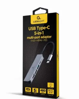 Alternative view of Gembird адаптер USB-C 5in1, PD, HDMI, USB 3.1, USB 2.0x2