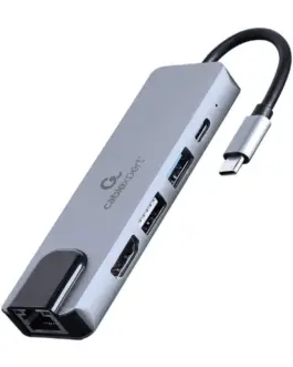 Gembird адаптер USB-C 5in1 PD HDMI USB 3.1 USB 2.0 LAN
