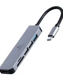 Gembird адаптер USB-C 6in1 HDMI USB 3.1 USB 2.0x2 card reader