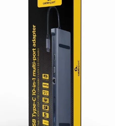 Gembird Hub USB-C PD GbE VGA HDMI 3xUSB 3.1 card