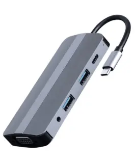 Gembird адаптер USB-C 8in1 HDMI USB-C PD VGA USB 3.1 2.0 audio card reader