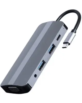 Gembird адаптер USB-C 8in1 HDMI USB-C PD VGA USB 3.1 2.0 audio card reader