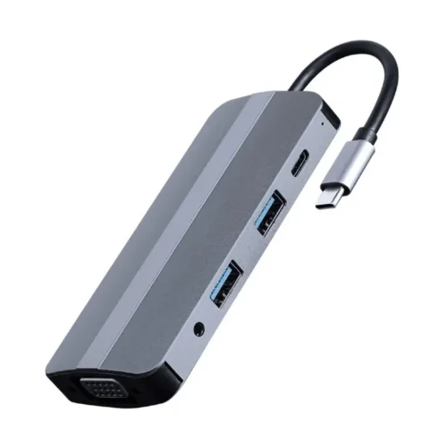 Gembird адаптер USB-C 8in1 HDMI USB-C PD VGA USB 3.1 2.0 audio card reader
