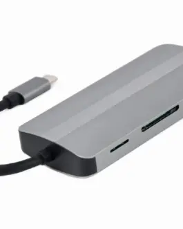 Alternative view of Gembird адаптер USB-C 8in1, HDMI, USB-C, PD, VGA, USB 3.1, 2.0, audio, card reader
