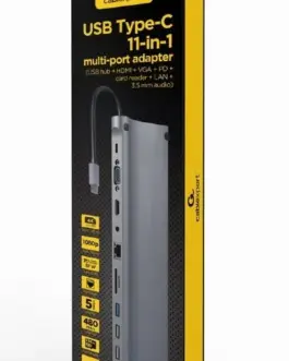 Alternative view of Gembird Hub USB-C PD GbE VGA HDMI 4xUSB card