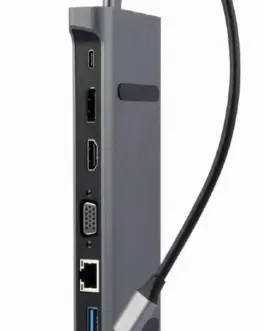 Alternative view of Gembird адаптер USB-C 9in1, HDMI, USB-C PD, VGA, DP, USBx3, Audio, LAN
