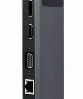 Gembird адаптер USB-C 9in1 HDMI USB-C PD VGA DP USBx3 Audio LAN