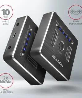 Alternative view of AXAGON Docking Station ADSA-M2C, USB-C 3.2 Gen 2 - 2x M.2 NVMe SSD CLONE MASTER