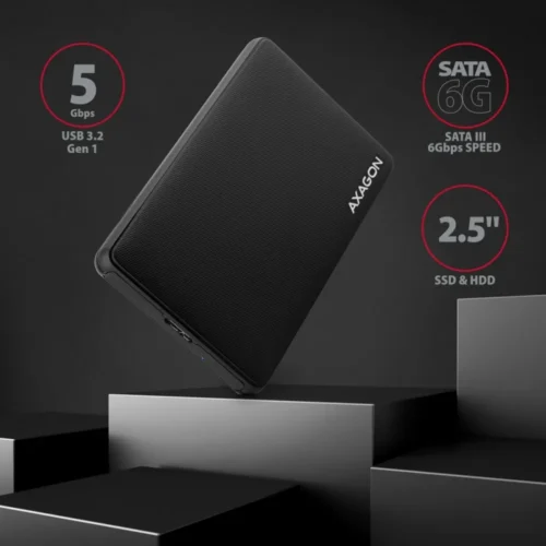 Alternative view of AXAGON EE25-SL external housing, plastic, screwless, 3.2 gen1 SATA 6G 2.5, черен