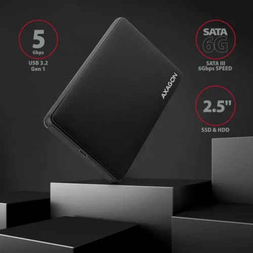 Alternative view of AXAGON External SLIDE box EE25-SLC USB-C 3.2 Gen1 - SATA 6G 2.5inch черен